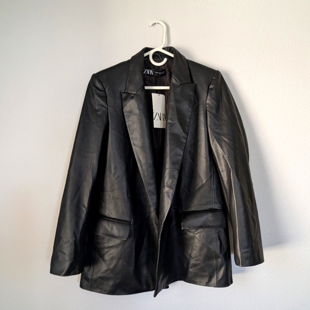 Zara Oversized Faux- Leather Blazer